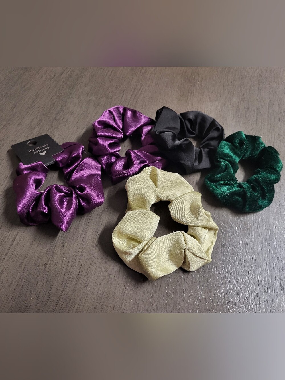 Bundle Of Hair Scrunchies, Satin, Velvety, Silk.